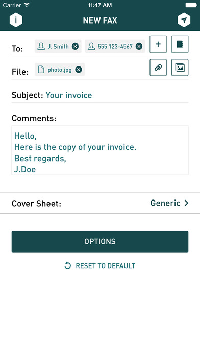 screenshot of XM Fax
